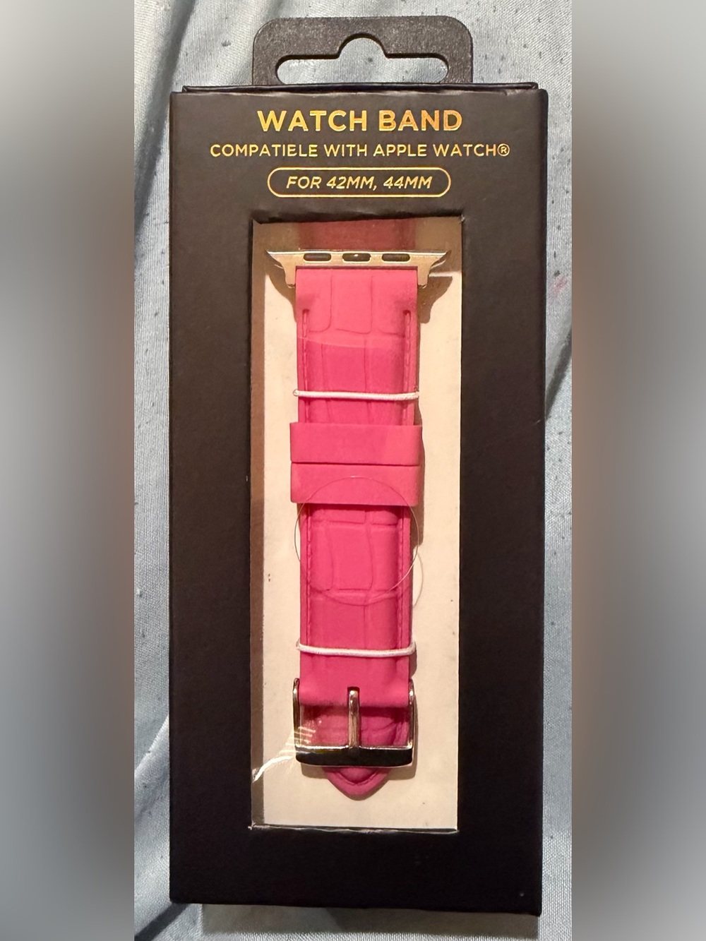 Pink Leather-Pattern Apple Watch Band - Fits 42mm/44mm